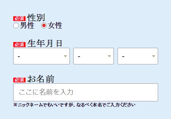 入力フォームイメージ